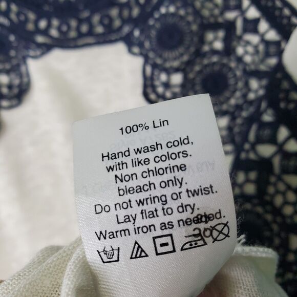 J. Crew Linen Tank Top Cream Navy Lace Size Small - Picture 8 of 8